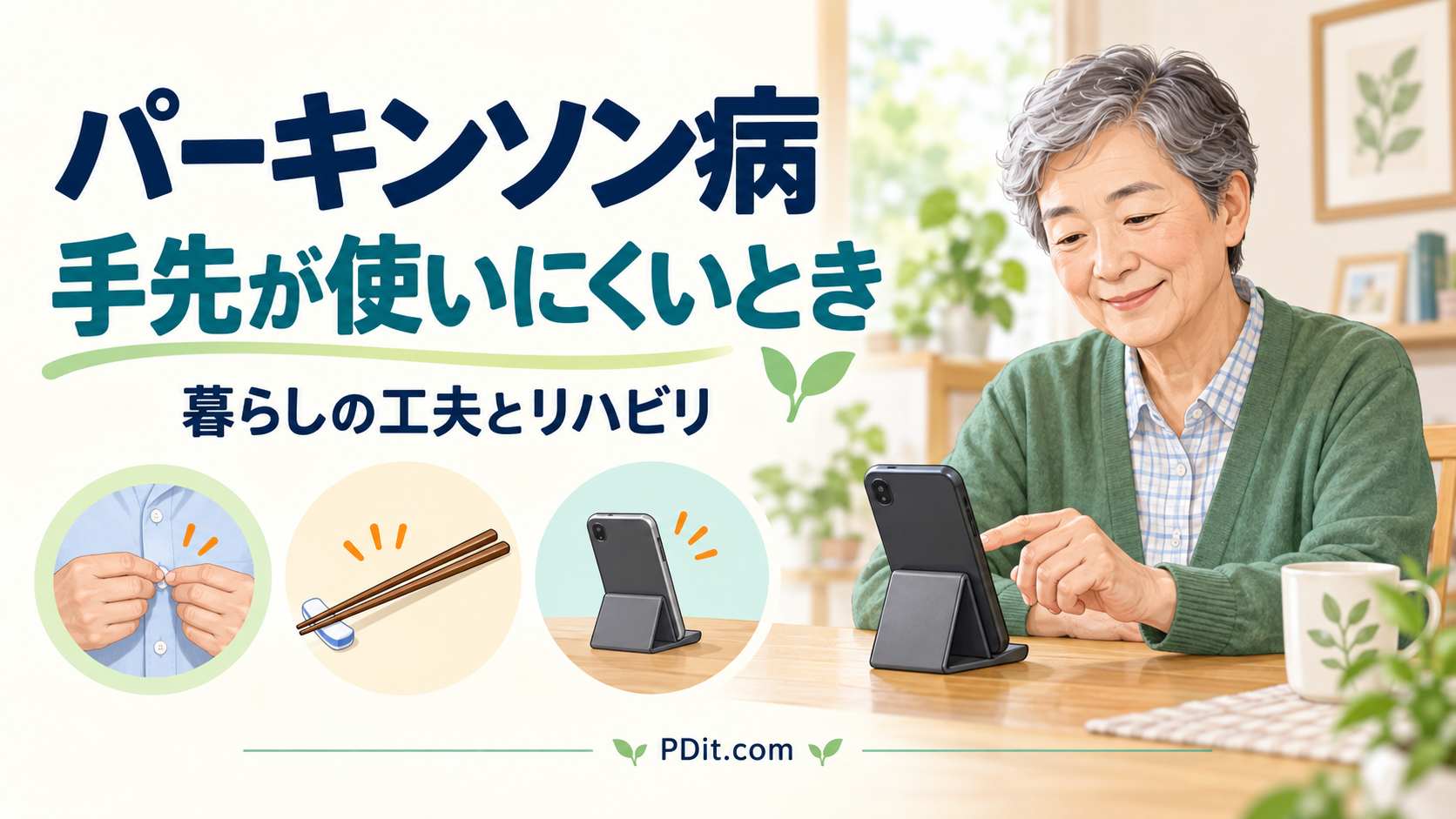 パーキンソン病で手先が使いにくいとき｜ボタン・箸・スマホ操作の工夫とリハビリ